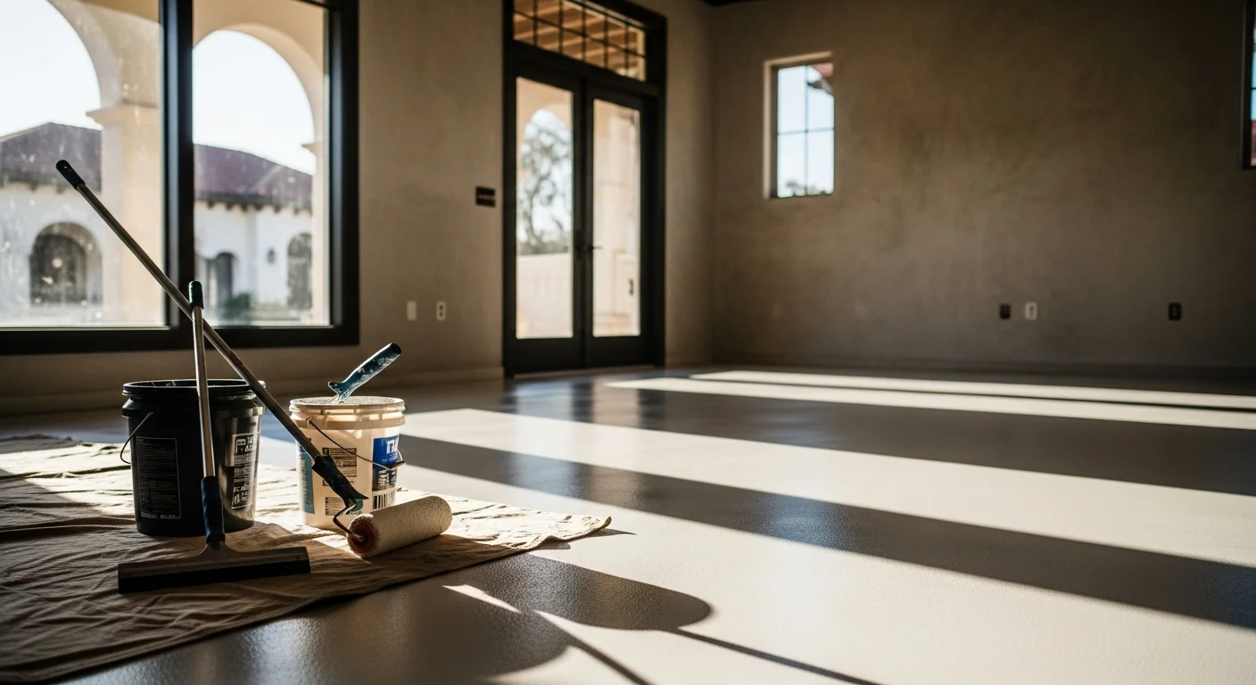 Protective floor coating on concrete surface