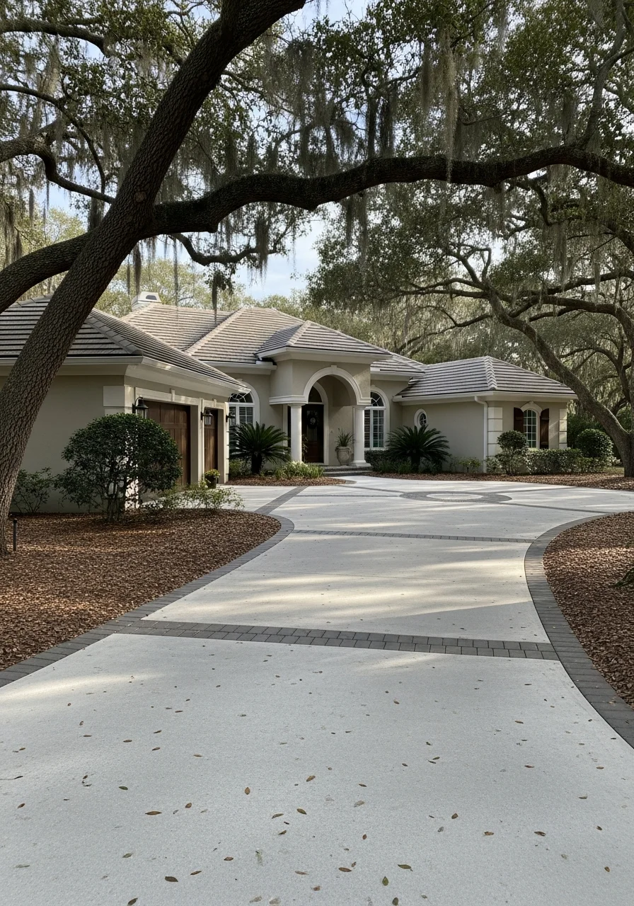 Elegant Ponte Vedra Beach residential property showing architectural detail, mature vegetation, and well-maintained exterior finishes.
